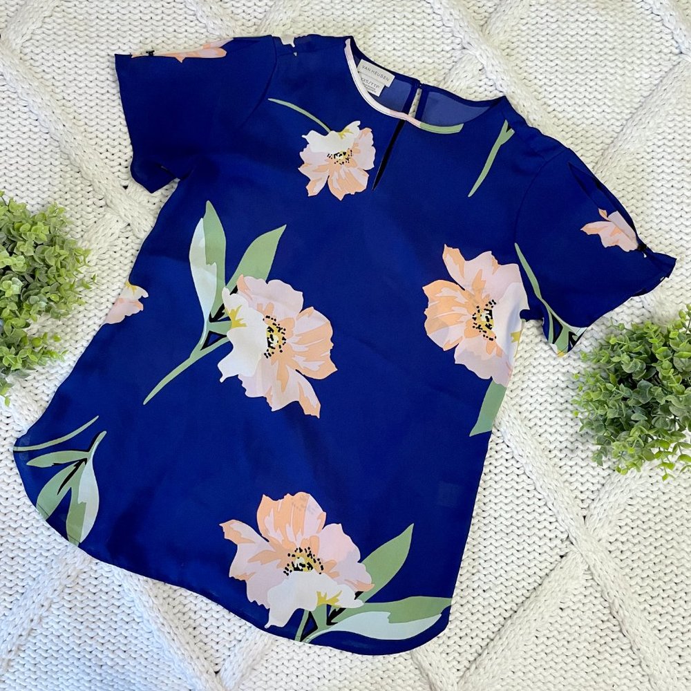 Van Heusen Split-Sleeve Blouse (Indigo Floral)